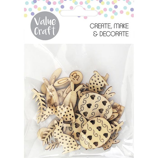 Mini Wooden Easter Shapes - 25 pcs