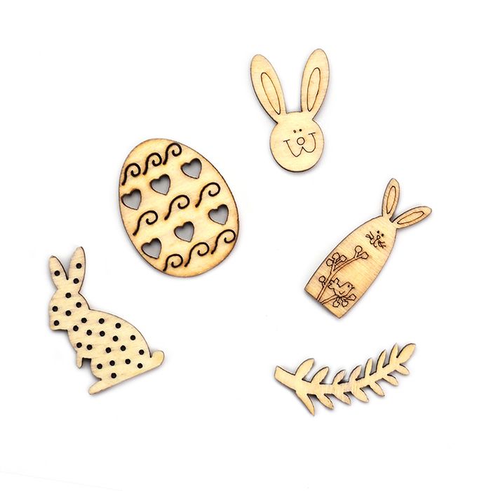Mini Wooden Easter Shapes - 25 pcs
