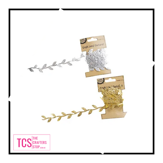 2m Metallic Leaf Garland - Gold or Silver