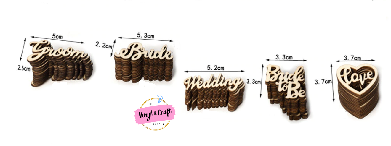 Wooden Laser Cut-outs - Wedding/Love Theme